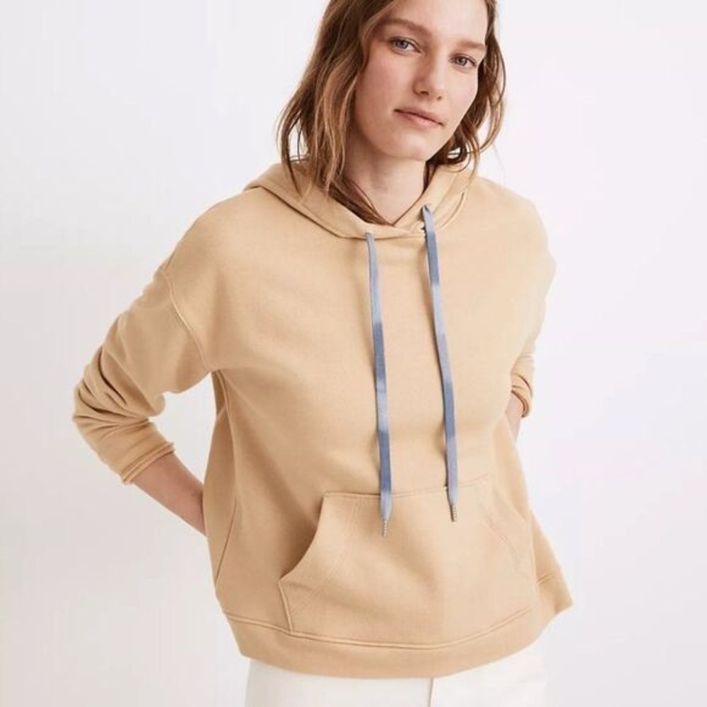 MADEWELL Dip-Dye Drawstring Hoodie Sweatshirt Dropped Shoulder Desert Dunes S - Picture 2 of 16